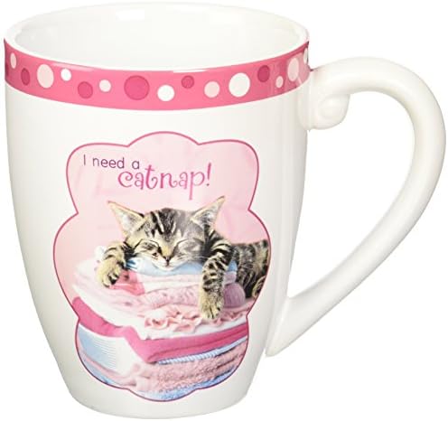 Shaded Pink by H2Z 27008 17-Ounce Catnap Cat Mug, 4-3/4-Inch