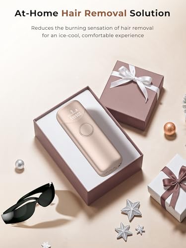 IPL Devices Hair Removal with Cooling Function, Laser Hair Removal with 9 Adjustable Energy Levels, 999900 Flashes & 600 NM Red Light, Painless IPL Hair Removal Device for Women & Men, Gold
