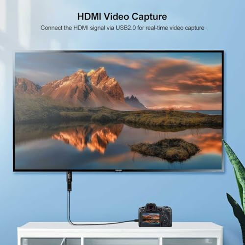 T Tersely Portable Audio Video Capture Cards, HDMI to USB 2.0 1080P 4K Record Via DSLR Camcorder Action Cam Link for High Definition Acquisition, Live Broadcasting, Video Conference, Teaching, Gaming