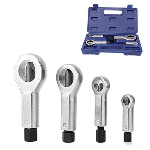 Nut Removal Tool, Fydun 4Pcs Carbon Steel Nut Splitter Broken Damaged Corroded Stuck Nut Splitter Breaker Manual Pressure Nut Cutter Remover Extractor Tool 9-27Mm Nut Splitter