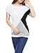 Allegra K Women Boat Neck Short Sleeve Color Block Tee Shirts White M