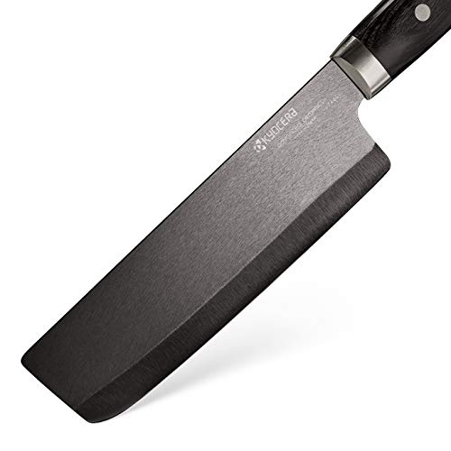 Kyocera Advanced Ceramic LTD Series Nakiri Knife with Handcrafted Pakka Wood Handle, 6-Inch, Black Blade - Thumbnail 2