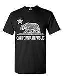 Shop4Ever California Republic Vintage White Bear T-shirt Cali Shirts