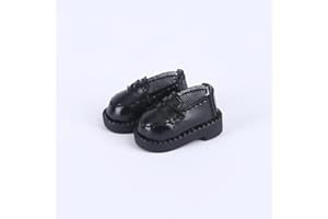 XiDonDon Doll Shoes Leather Shoes for Ob11, body9,GSC,1/12 BJD Doll Accessories Toy Shoes (Black)
