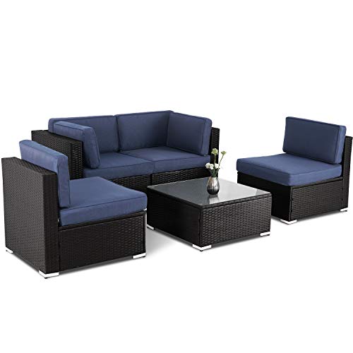 Oakmont 5pcs Outdoor Furniture Patio Conversation Set All Weather Black