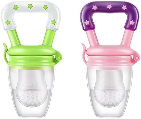 MiChef Food Feeder, Baby Fresh Fruit Feeder Teether Feeder, Infant Teething Toy, Silicone Pouches (2 Pack)