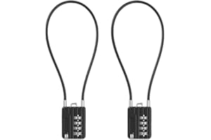 RESET-200 (2 Pack) 4-Digit Combination Flexible Cable Padlock, 12 inch (30 cm) Long, 3mm Diameter Cable for Trash Can Lid, Bi