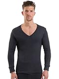 2COZEE Mens Thermal Underwear V Neck Long Sleeve Vest Interlock 8 X 1