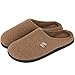 HomeIdeas Men's Coral Fleece Lining with High Density Memory Foam Classicism Slip-on Slipper (US Men's Size 9-10), Light Brown