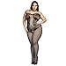 Deksias Fishnet Bodystocking Plus Size Crotchless Bodysuit Lingerie for Women (Plus Size, Black)