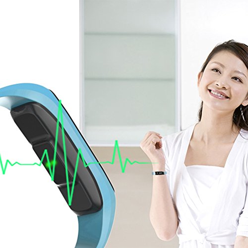 Fitness tracker 0.96 inch OLED touchscreen Smartband Heart Rate Blood Oxygen Pressure Monitor Pedometer watch Smart bracelet WristBand with weather forecast function For IOS Android Phone (G15-Blue)