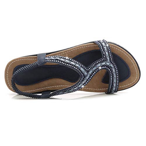 chengzhijianzhu Women's Sandals Bling Crystal Peep Toe Flats Slip-On Flip-Flops Slides Basic Slingback Beach Slippers Shoes