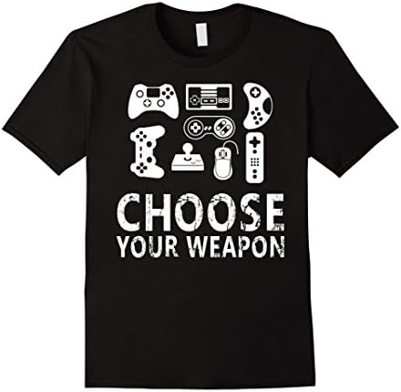 Men's Choose your weapon gamer video game nerdy gaming t-shirt Medium Black