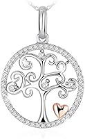 J.Rosée Heart Necklace, Sliver Heart Pendant Necklace Made with 925 Sterling Silver Cubic Zirconia, Fine Jewellery Loyal to Yourself Best Gifts for Women, Allergen-Free, 45+5cm Extender