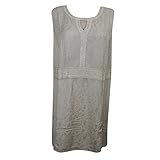 Mogul Womens Shift Dress Beige Embroidered Sleeveless Beach Summer Dresses