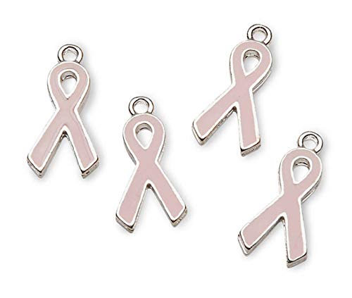 DARICE H6333/S 4 Piece Charm Pink Ribbon, Silver