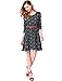 Allegra K Women's Bird Prints Contrast Belt Above Knee A Line Dress L Blue