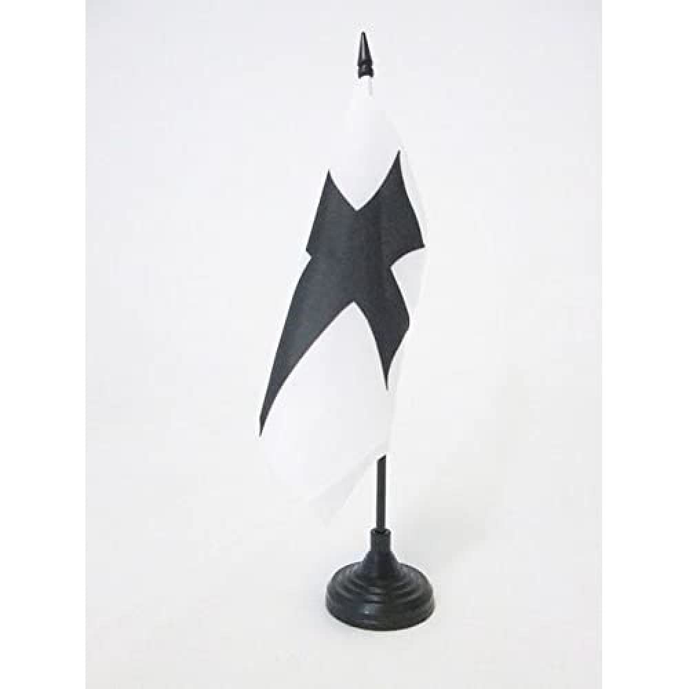 AZ FLAG Teutonic Order Table Flag 5'' x 5'' - Saint Mary in Jerusalem order Office Decoration 100% Polyester 15 x 15 cm - Mini Desk Flag with Pole and Black Plastic Base