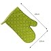 B.LeekS Cotton, Flame Retardant Quilted Silicone Coating Mitts Heat Resistant Potholder Microwave Oven Glove for Kitchen BBQ One Pair (Green)