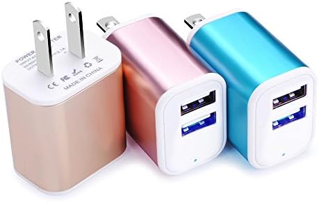 Dual USB Port Charger, Wall Plug, NonoUV 3Pcs Universal Home Power Charge Block Fast Charging Adapter for iPhone 7/7 plus 6 5S SE, iPad, Tablet, Samsung Galaxy S8 Plus/S7/S6 Edge/S5, Note 8 5, HTC, LG