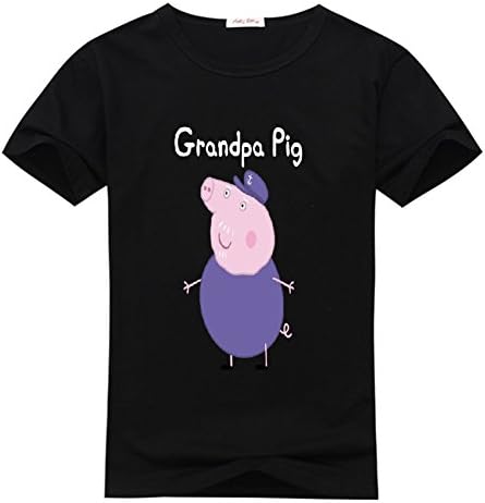 Binocara Mens T-Shirts Grandpa Pig X-Large Black