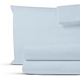 Decfair 100% Egyptian Cotton King Sheet Set 1000 Thread Count Light Blue Luxury Hotel Soft and Smooth King Size Bed Sheets Set 16" Deep Pocket Extra Long Staple Cotton Sateen Weave Bedding - 4 Piece