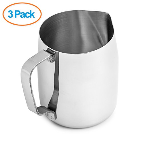 Chef's Star Stainless Steel Frothing Pitcher, 12 Ounce - 3 Pack