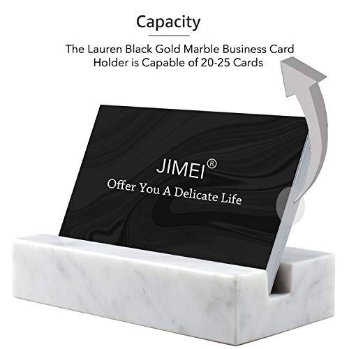 JIMEI Business Card Holder for Desk Marble Business Card Display Holders Desktop Business Cards Holder Stand Desk Card Display Holder for Home and Office (White) - Thumbnail 2