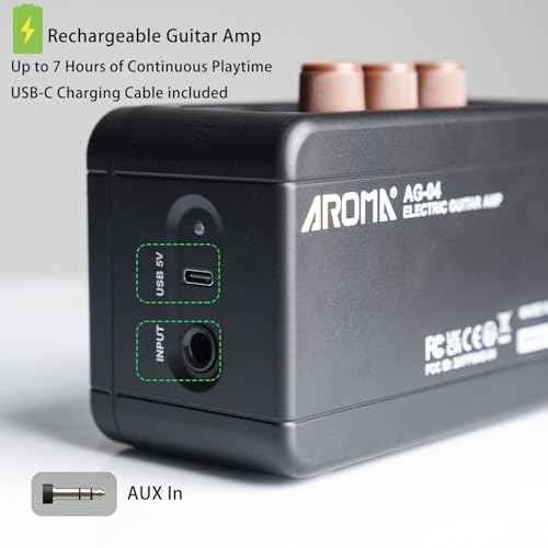 M-VAVE Amplificador Mini para Guitarra Elétrica : 5W Portátil com Bluetooth 5.3, 2 Canais (Clean/Overdrive), Bateria Recarregável 7h - Som Profissional para Prática em Casa, Viagens e Sessões Jam