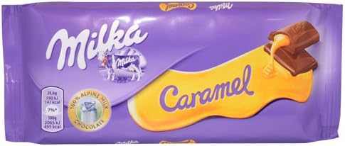 Milka CaramelCrème Chocolate Bar 3 oz each (6 Items Per Order)
