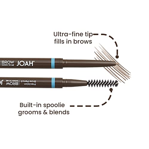 JOAH Dual-Ended Eyebrow Pencil - Brow Down To Me Ultra-FIne Tip Precision Brow Pencil with Built-In Spoolie Brush for Flawless Brows, Smudge-Proof, Water-Resistant, Light Brunette