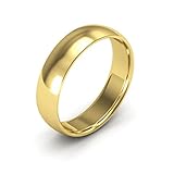 14K Yellow Gold men's and women's plain wedding bands 5mm comfort-fit light