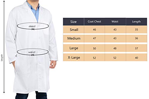 Utopia Wear Professional Lab Coat for Men - Laboratory Coat 41 Inch Kick Pleat, White - Thumbnail 5