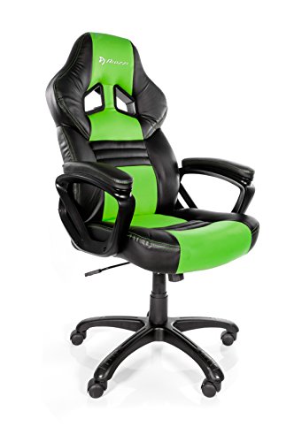 Arozzi Monza Series Gaming Racing Style Swivel Chair, Green/Black