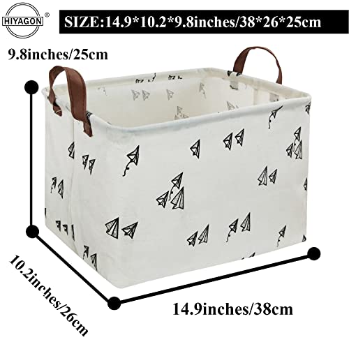 HIYAGON Rectangular Storage Box Basket for Baby, Kids or Pets Fabric
