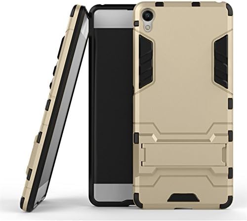Sony Xperia XA Case,SinYong Dual Layer Hard PC Cover [Drop Protection] [Stand Feature] TPU Silicone Hybrid Shock Absorption Thin Bumper Protective Fit Case (Gold)