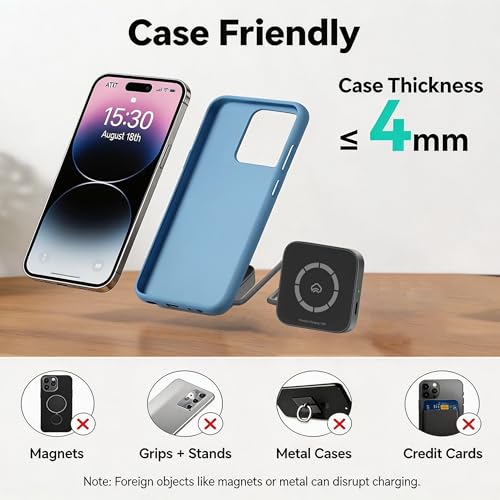 3 in 1 charging station for Magsafe, Magnetic Portable Charger for iPhone 17/16/14/13,Airpods Apple Watch & Earbuds - 15W Fast Charging,Mini Foldable Wireless Charger for Purse, Travel Essentials