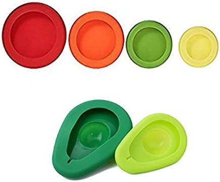 Reusable Silicone Food Savers and Food Storage Set of 6 Fruits and Vegetables Including 2 Sizes Avocado Savers By Mixtra