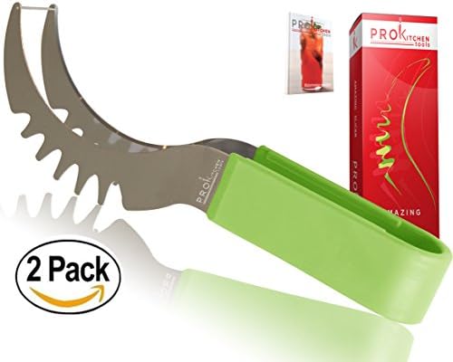 Pro Kitchen Tools Watermelon Slicers with Silicone Grip, Green (Set of 2)