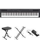 Yamaha P115 Digital Piano Bundle with Bench, Stand, and Sustain Pedal, Black