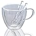 Heart Mug - Heart Shaped Mug Tea Cups Glass Coffee Cups | Double Wall Insulated Mugs Set Of 2 | 9.5 oz With Two Glass Spoons - JECOBI