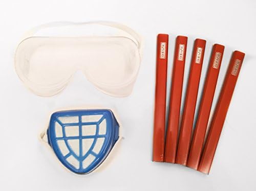 Safety Goggles &amp; Dust Mask + Carpenters Pencil 5pc
