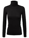 JJ Perfection Women's Lightweight Stretchy Turtle Neck Ruched Long Sleeve Top