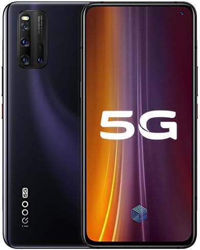 IQOO 3 6G+128GB 5G Mobile Phone Snapdragon 865 180hz AMOLED 6.44" Screen Android 10 4440mAh 55W Super Charger Global ROM UFS 3.1 48.0MP Cellphone by-（Real Star Technology） (Black 6+128)