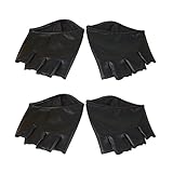 Women Fingerless gloves Leather Driving Show Gloves Black