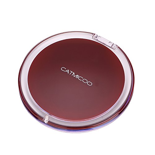 Catmicoo 7X Magnifying Mirror & 1X Mirror,3.5" Wide,Round Compact Travel Mirrors (Burgundy)