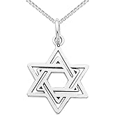 Gem And Harmony Star Of David Pendant Necklace in 14K White Gold with Chain