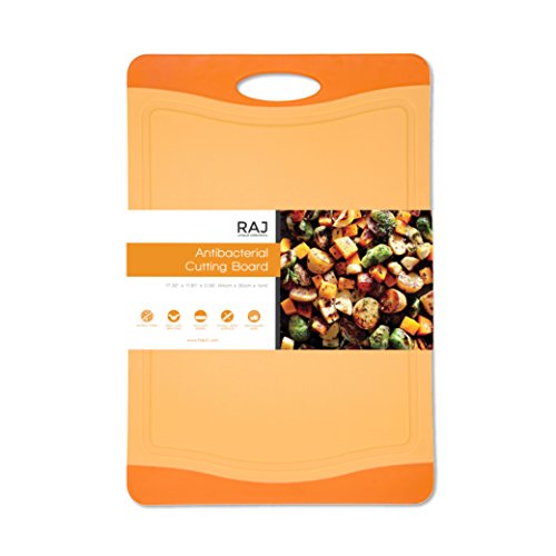 Raj Plastic Cutting Board Reversible Cutting board, Dishwasher Safe, Chopping Boards, Juice Groove, Large Handle, Non-Slip, BPA Free, FDA Approved (18", Orange)