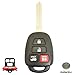 New 4 Button Replacement Shell, Buttons & Duracell Battery Replacement for Toyota Remote Key Head