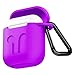 10 in 1 Apple Airpods Case Cover Accessories Kits – Protective Silicone Case Cover, Anti-lost Carabiner, Strap, Cute Pom Poms Unicorn Keychain, Wireless Earbuds Hooks, Storage Box, Lens cloth (Purple)thumb 1